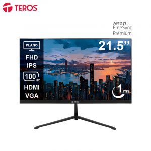 Monitor Plano Teros TE-2128S, 21.5" FHD IPS, 100Hz ,1ms, HDMI, VGA, Negro