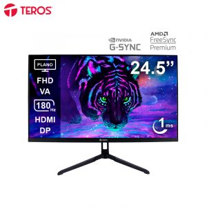 Monitor Plano Gaming Teros TE-2475G, 24.5" FHD VA, 180Hz, 1ms, HDMI,  DP, Audio Out, Negro