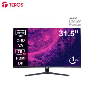 Monitor Curvo Teros TE-3253S, 31.5" QHD VA, 75Hz, 1ms, HDMI, DP, Audio Out, Negro
