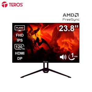 Monitor Plano Teros TE-2415S, 23.8" FHD IPS, 120Hz, 1ms, HDMI, DP, Parlantes, Negro