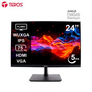 Monitor Plano Teros TE-2419CS, 24" WUXGA IPS, 75Hz, 5ms, HDMI, VGA, Negro