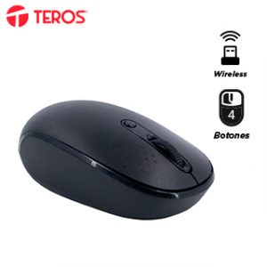 Mouse Inalámbrico TEROS TE-1237S, BT 5.0, 2.4 GHz, 4 Botones, Color Negro