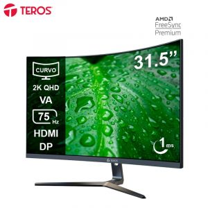 Monitor Curvo TEROS TE-3251S, 31.5" 2K QHD VA, 75Hz, 1ms, HDMI, DP, Audio Out