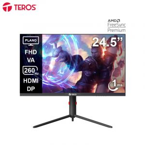 Monitor Plano Gaming TEROS TE-2472G, 24.5" FHD VA, 260 Hz, 1ms, HDMI, DP, AUDIO OUT