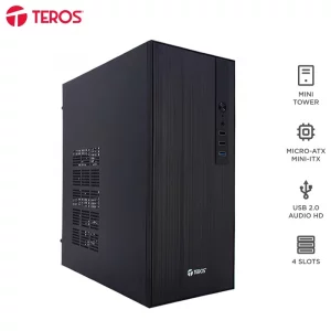 Case con fuente TEROS TE-1034S, Mini Tower, MICRO-ATX / MINI-ITX, USB-A, Audio, 250W