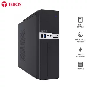 Case con fuente TEROS TE-1032S, Slim, 250W, MICRO-ATX / MINI-ITX, USB-A, Audio