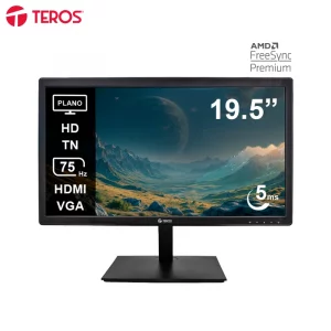 Monitor plano TEROS TE-1916S, 19.5" HD TN, 75Hz, 5ms, HDMI, VGA, Audio out, Parlantes