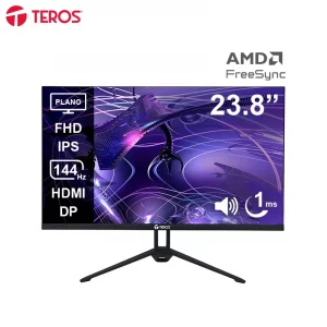 Monitor plano TEROS TE-2417S, 23.8" FHD IPS, 144Hz, 1ms, HDMI, DP, Audio out, Parlantes