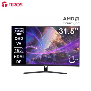 Monitor curvo gaming TEROS TE-3217G, 31.5" QHD VA, 165Hz, 1ms, HDMI, DP, Audio out