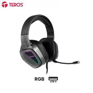 Auriculares gaming TEROS TE-8170N, USB, Luces RGB